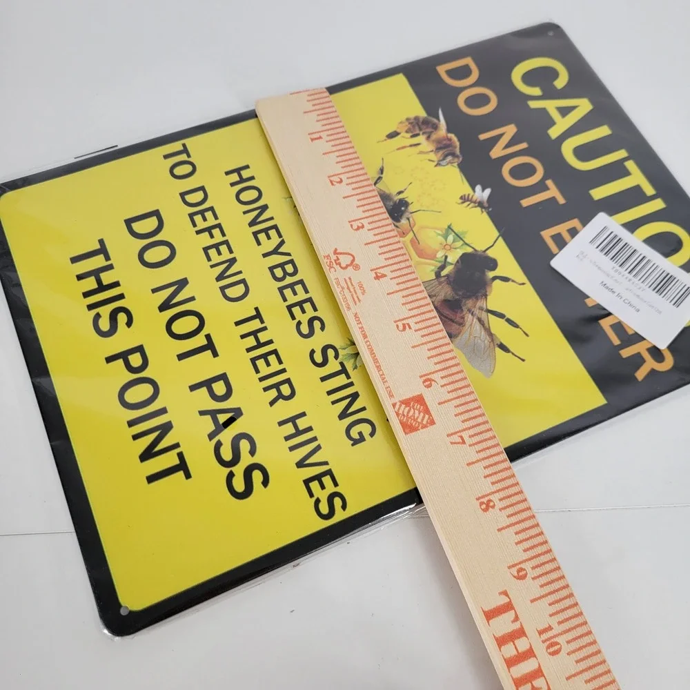 Metal Sign Wall Art Caution Honeybees‎ Sting Do Not Enter Yellow Black
